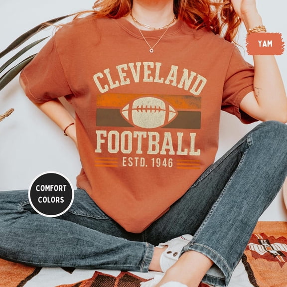 Simple Fit Vintage Cleveland Football Shirt - Unisex Tee, Cleveland Team T-Shirt, Distressed Sports Apparel Football Fan Gift Tee All Size S-5Xl