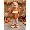 thumbnail image 5 of RUINIXCW Toddler Baby Girl Thanksgiving Outfit Infant Girls Fall Winter Clothes Turcky Long Sleeve Babydoll Shirts Bell Bottoms Flare Pants 2Pcs Set, 5 of 10