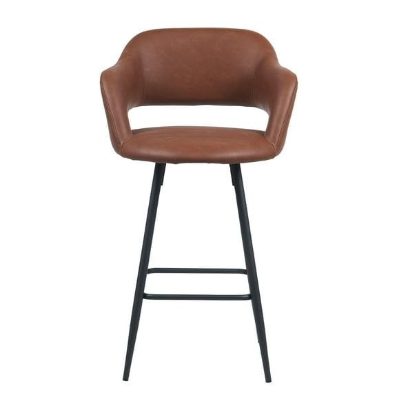 Camarda Faux Leather Counter Stool (Set of 2) With Footrest In Brown