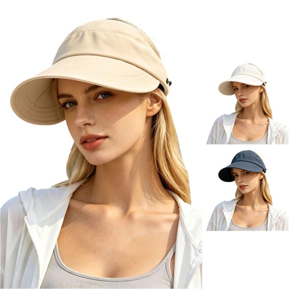 XFeng Women Hollow Top Sun Visor Wide Brim UV Protection Visor Hat