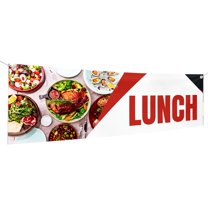 Lunch Large Banners and Signs for Outdoor by DreamController-Polyester Banner with 4 Holes for Easy Hang Indoor & Outdoor| 6x2 Feet HD Banner to Promote Food & Beverages | Made in USA