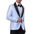 thumbnail image 4 of INSPIRE CHIC Men's Blazers Metallic Shawl Lapel Collar One Button Party Style Shiny Blazers S Blue, 4 of 5