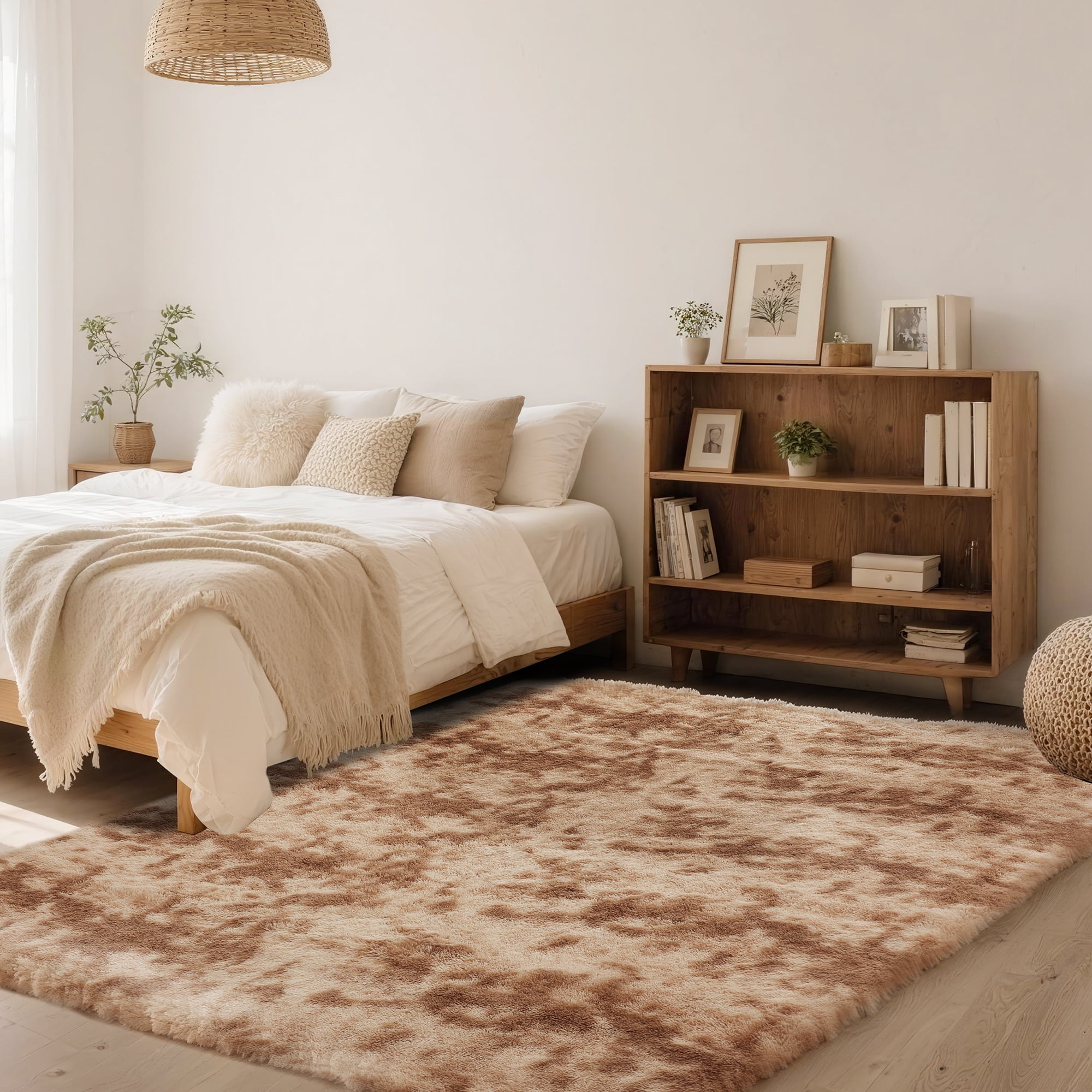 CozyDesg 5ft x 8ft Area Rugs, Soft Fluffy Area Rugs Floor Mat Floor Rugs for Living Room Bedroom Modern Decor Carpet, Camel