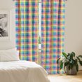 thumbnail image 2 of Ambesonne Checkered Curtains, Rainbow Squares Art, Pair of 28"x95", Multicolor, 2 of 5