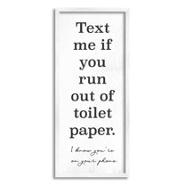 Stupell Industries Text Me Bathroom Humor Graphic Art White Framed Art Print Wall Art, Design by Daphne Polselli