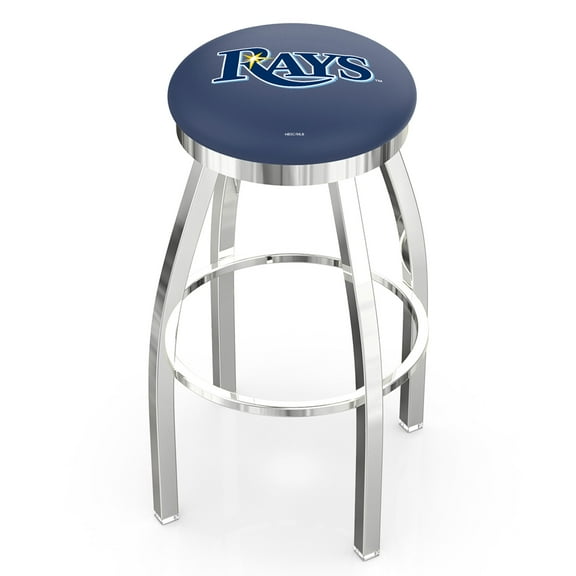 30" L7C3C - Chrome Double Ring Ferris State Swivel Bar Stool with 2.5" Ribbed Accent Ring by Holland Bar Stool Company