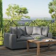 thumbnail image 2 of Modular Lounge Loveseat Deep Sofa, Charcoal Grey Gray, Fabric, Modern Contemporary, Outdoor Patio Balcony Cafe Bistro Garden Furniture Hotel Hospitality, 2 of 9