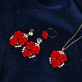 thumbnail image 5 of Luxury Romantic Red Velvet Rose Zircon Necklace Earrings Ring Set For Women Charming Flower Pendant Female Jewelry Birthday Gift, 5 of 8