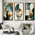thumbnail image 1 of Designart "Retro Gold and Teal Full Moon Grace I" Modern Geometric Framed Wall Art Set Of 3 - Gold Abstract Frame Gallery Set For Office Decor, 1 of 6
