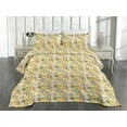 thumbnail image 2 of Ambesonne Fruits Quilted Coverlet 3 Pcs, Nature Lemon Illustration, King Size, Pastel Yellow Marigold, 2 of 4