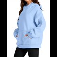 thumbnail image 1 of Sudadera Informal de Larga con Capucha para Mujer, Jersey de y Otoño con Bolsillos. Azul Real L, 1 of 9