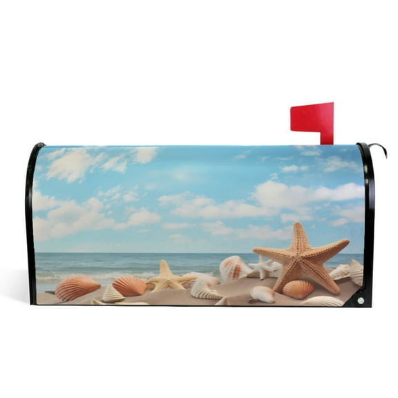 Ryvnso Mailbox Cover Summer Starfish on Beach Magnetic Mailbox Wrap Standard Size 21x18 Inch