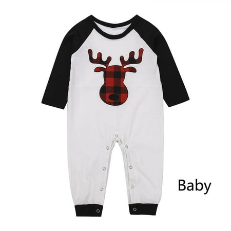 

Christmas decorations Stocking stuffers Red Baby Christmas Striped Printing Long Sleeve Jumpsuit Family Clothes Pajamas