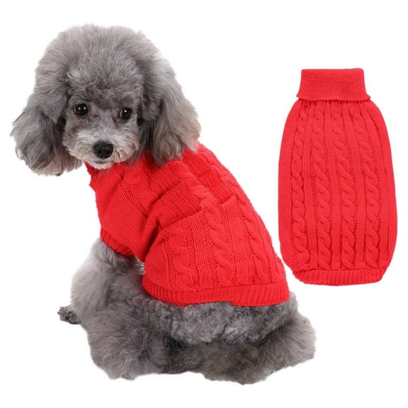 STGRGFHY Small Dog Sweaters Knitted Pet Cat Warm Dog Sweatshirt Winter Clothes Kitten Puppy Sweater,dog sweaters for small dog,Classic Straw-Rope Pro Pet Dog Sweater Apparel(Red,XS)