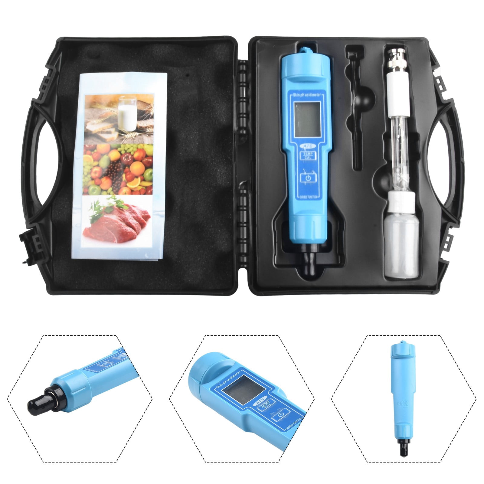 PH Meter Thermometer Pen for Food Soil Fruits Meat Lab Digital Acidity PH Tester