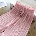 thumbnail image 4 of Little Girls Ribbon Tie Chiffon Loose Pleated Wide Leg Palazzo Pants, 4 of 5