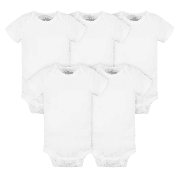 5-Pack Baby Neutral White Short Sleeve Bodysuits 12 Months