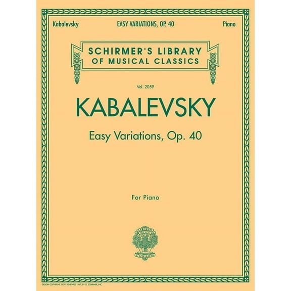 Schirmer's Library of Musical Class Easy Variations, Op. 40: Schirmer Library of Classics Volume 2059, Book 2059, (Paperback)