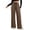 Coffee, variant on BUWTTER Pants for Women Casual Drawstring Waist Wide Leg with Animal Print Panel Comfortable Relaxed Fit Trousers Womens Slacks for Work Black L