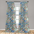 thumbnail image 4 of Ambesonne Floral Curtains, Orange Flowers Vintage Plot, Pair of 28"x95", Dark Ceil Blue and Apricot, 4 of 5