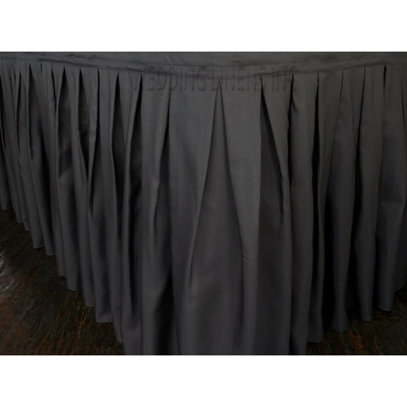 Wedding Linens Inc. 6ft Polyester Table Skirt for Rectangle or Round Tables, for Home Decor Wedding Birthday - Pewter/Charcoal