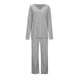 thumbnail image 5 of Conjunto de 2 piezas para mujer: jersey oversize con cuello en V y pantalones anchos, conjunto de ropa de estar por casa suave y elástico para otoño/invierno, 5 of 6