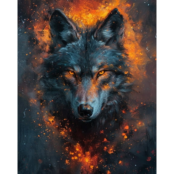 Paint by Numbers for Adults Kids Beginner Flaming Black Wolf DIY Acrylic Painting by Numbers Kits with Brushes Acrylic Pigment Home Decoration Gifts 16 x 20 inch