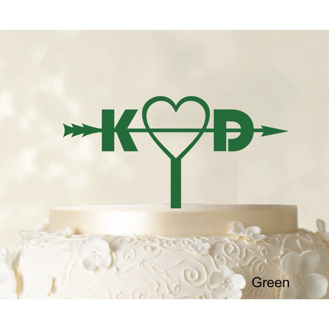 Initial Custom Wedding Cake Topper Personalized Green Cake Topper Color Option Available 6-8 Inches Wide