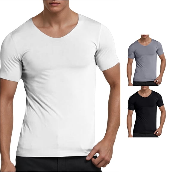 JAJAHO Mens Basic Tees Lightweight Summer Solid Color Short Sleeve Crew Neck Breathable Cool T Shirt For Fitness Gym Soft Tops