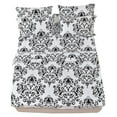 thumbnail image 2 of Ultra-Soft Microfiber Sheet Set - Double Brushed - Wrinkle and Stain Resistance - Fit 14 inches Deep Pocket - 6 Pieces Set (Queen, Black & White Damask), 2 of 7