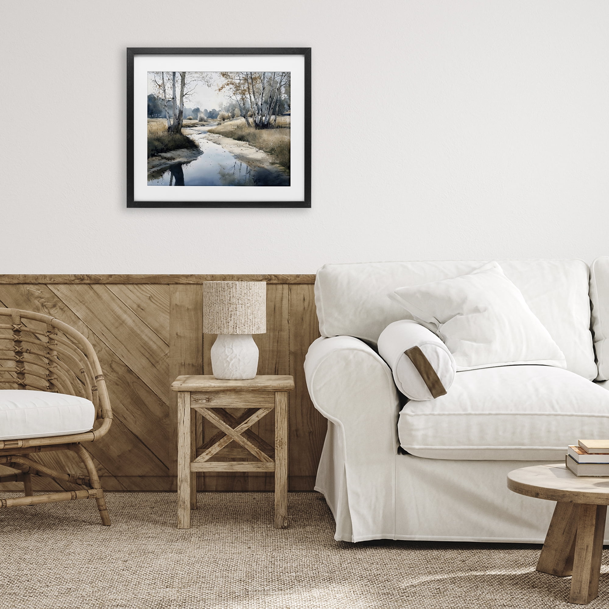Stupell Industries Birch Tree Creek in Autumn Black Framed Print Under Glass, design by Franklyn Gregory