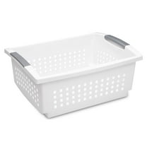 Sterilite Large Stacking Basket, Open Plastic Bin, Space Saving Organizers, White