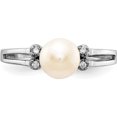thumbnail image 4 of 14K White Gold 6mm Fw Cultured Pearl Aa Diamond Ring (Size 6) Made In United States y1842pl/aa, 4 of 5