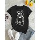 thumbnail image 2 of Camiseta para mujer Suave Transpirable veranoTeddy Bear Print Casual Sports T-shirt, Short Sleeve Crew Neck Spring & Summer Top, Women's ClothingFather's Day, Mother's Day, New Year, Spring Festival, 2 of 6