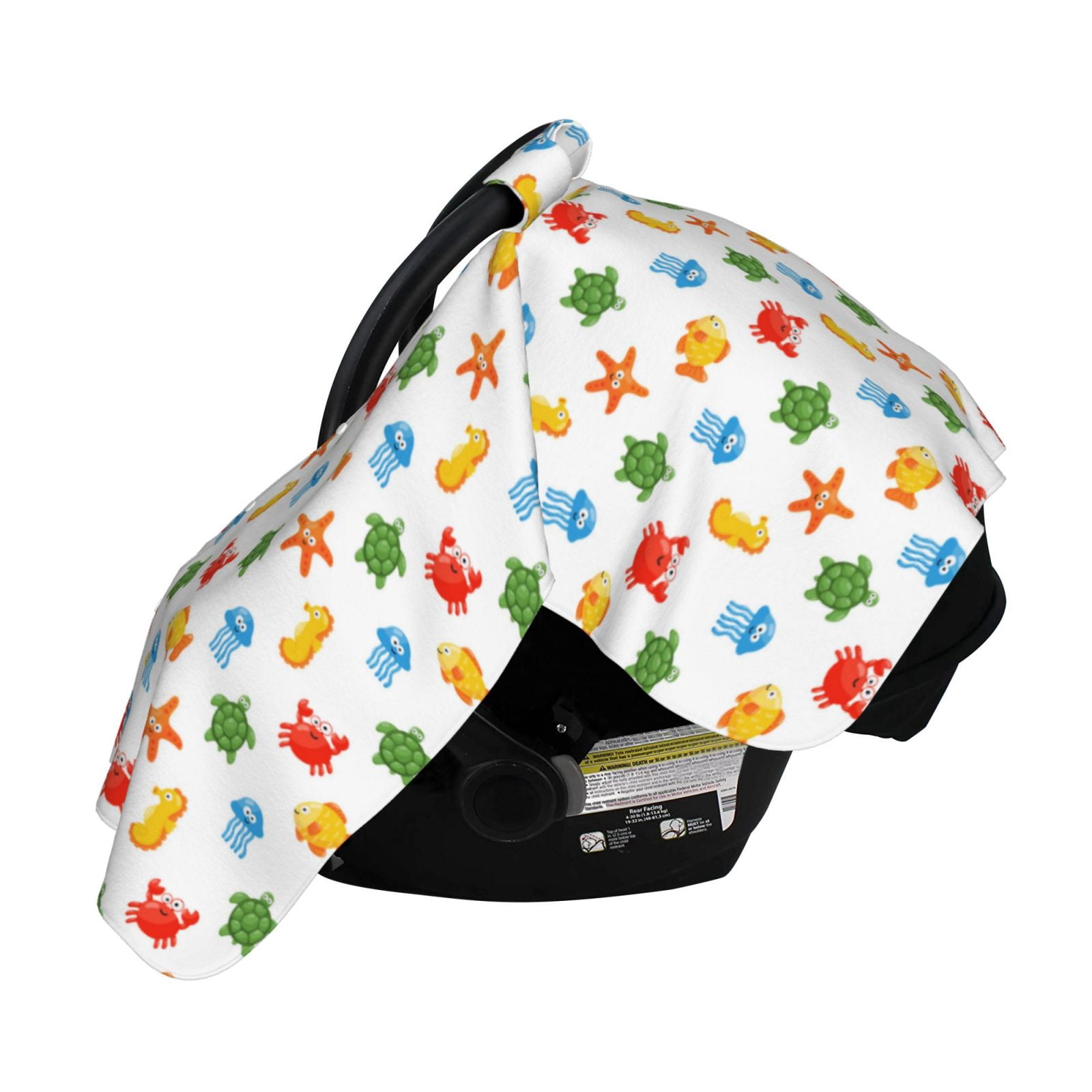 Naloa Undersea Animals Baby Car Seat Cover, Breathable Baby Carrier Cover, Multiuse Baby Carrier Cover & Nursing Breastfeeding Cover