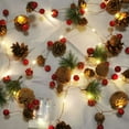 thumbnail image 4 of Guirnalda de luces LED navideñas con agujas de pino y campanas de bayas rojas para decoración de fiestas navideñas en interiores y exteriores., 4 of 14