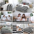 thumbnail image 6 of Black Striped Bedding 3 Piece Duvet Cover Set Full Size, Modern Simple Monochrome Geometric White Soft Microfiber Comforter Cover with Zipper Closure & Pillowcases, FadeResistant Quilt Cover, 6 of 9