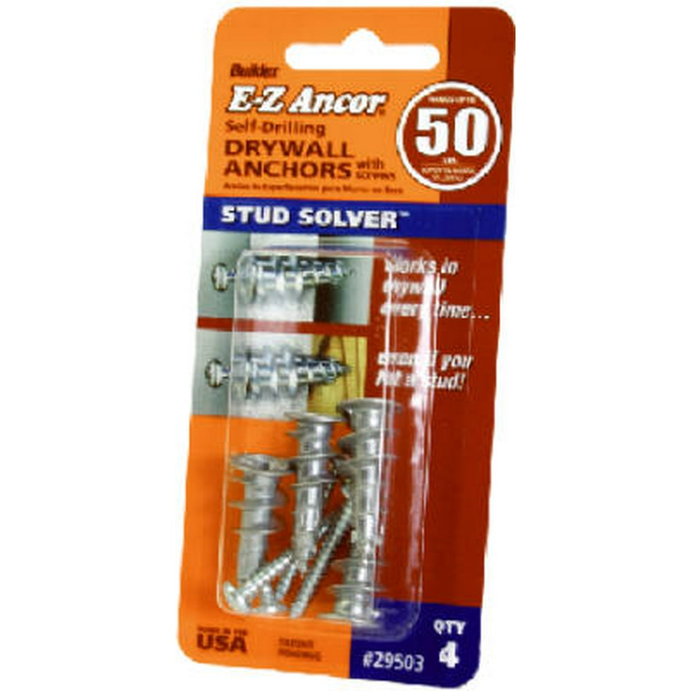 Stud Solver Drywall Anchors, SelfDrilling, Plastic, 50, 4Pk