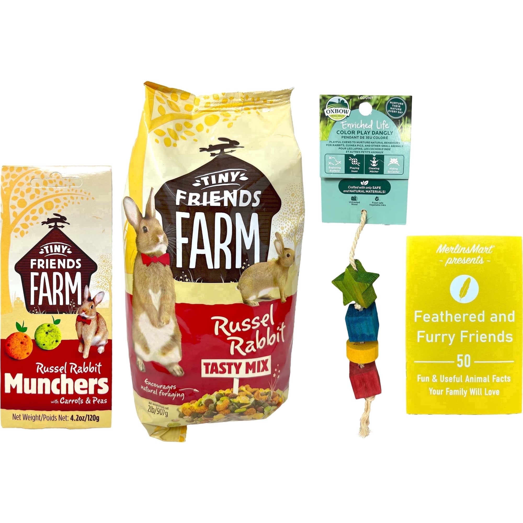 Tiny Friends Farm Russel Rabbit Tasty Mix Food and Munchers Treats Bundle with MerlinsMart Zine & Chews