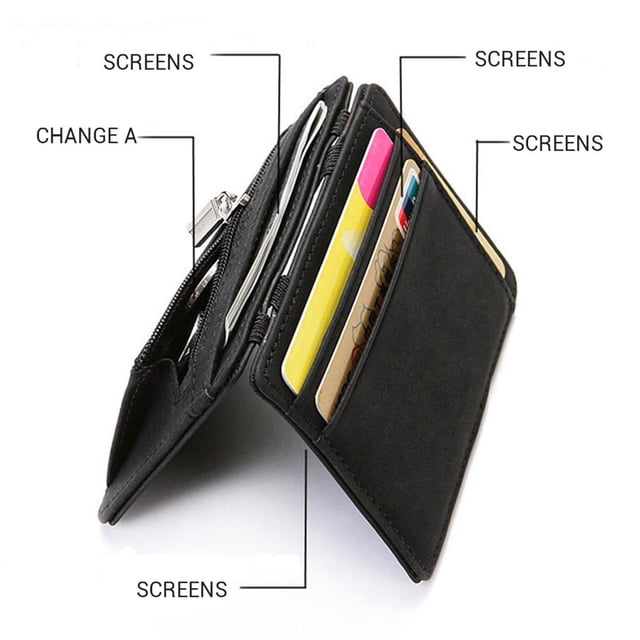 pitrice Men PU Elastic Band Slim Wallet Business Credit Card Holder Bank Card Case Purse Black