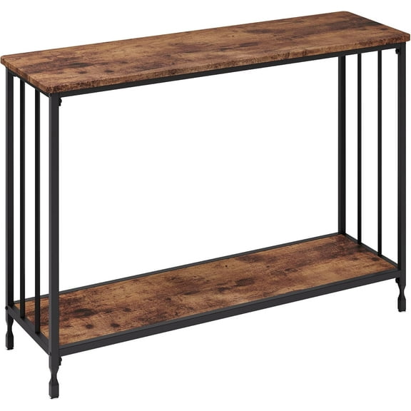 41.3" Entryway Table, Narrow Sofa Table with 2-Tier Storage Shelves & Black Metal Frame, Display Stand and Organizer for Living Room Entryway Office Hallway Bedroom, Retro Color