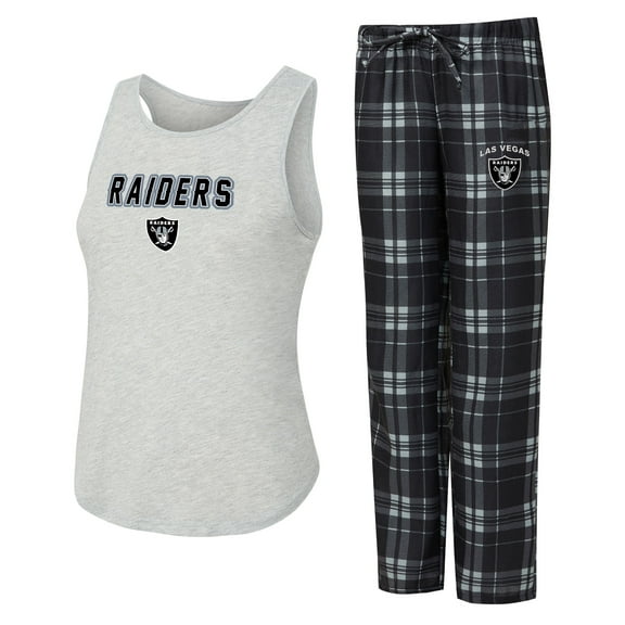 Women's Concepts Sport Heather Gray/Black Las Vegas Raiders Regulate Plaid Tank Top & Pants Sleep Set