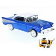 thumbnail image 1 of Diecast Car & Mechanic Set Package - 1957 Chevy Bel Air, Metallic Blue w/ White Roof - Motor Max 73228/16D - 1/24 Scale Diecast Model Toy Car w/Mechanic Set, 1 of 3