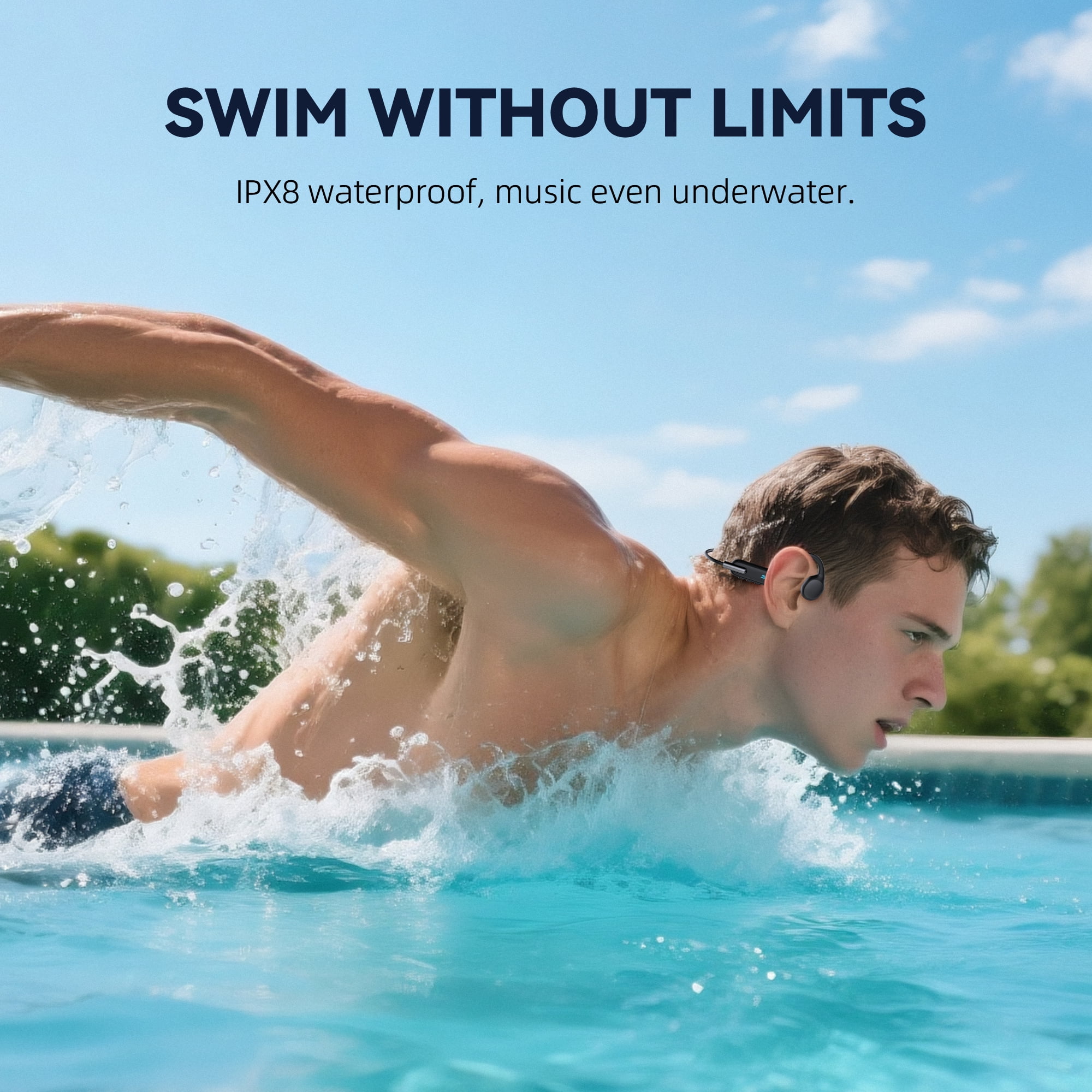 HiFi WALKER T10 Air Bone Conduction Headphones IPX8 Waterproof Bluetooth 5.3, 32GB Storage