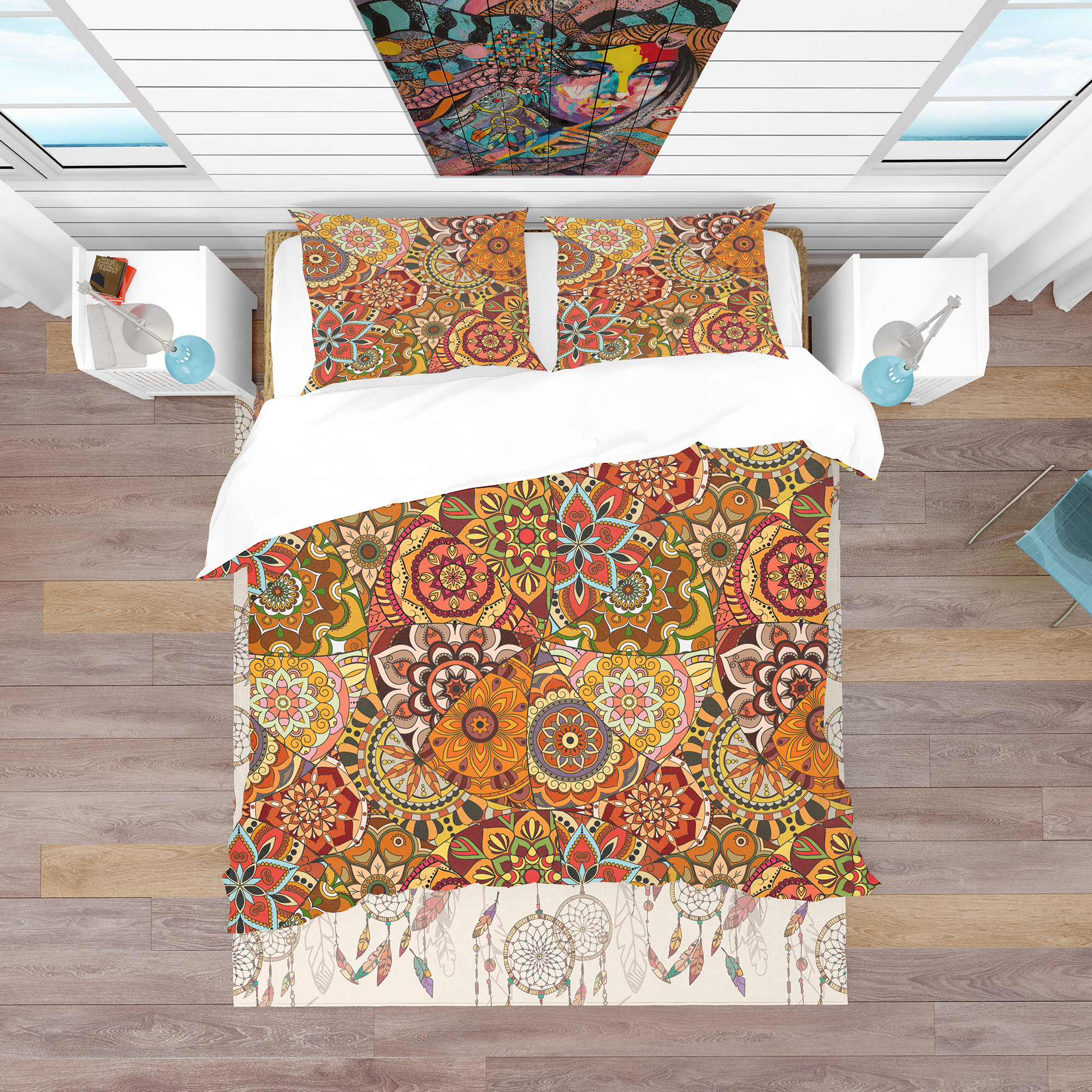 Designart 'Pattern Tile with Mandalas' Bohemian & Eclectic Duvet Cover Set