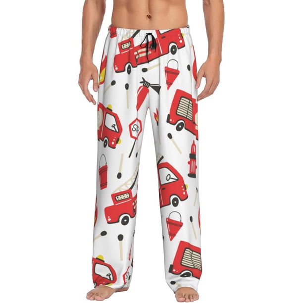 Balery Fire Truck Pantalones de pijama para hombre, pijama ultraligero, pantalón de descanso-X-Large