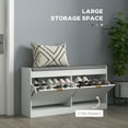 thumbnail image 4 of HOMCOM Shoe Bench with 2 Flip Drawers, Cushion, 8 Pairs for Entryway White, 4 of 10