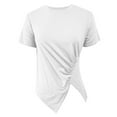 thumbnail image 4 of Daznico Women's Ruched Asymmetrical Tee, Crew Neck Short Sleeve Casual Top for Daily & Vacation Wear,XXL, 4 of 4