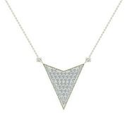 14K White Gold Chevron Shape Arrow Pendant Pavé set Diamonds Necklace 0.50 Carat Total Weight ( L , I2 )