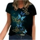 thumbnail image 2 of ICHUANYI Clearance Fashion Women's Summer V-Neck Short Sleeve Print Casual T-shirt Blouse(Black, XXL) ICHUANYI WER2023080700310, 2 of 5